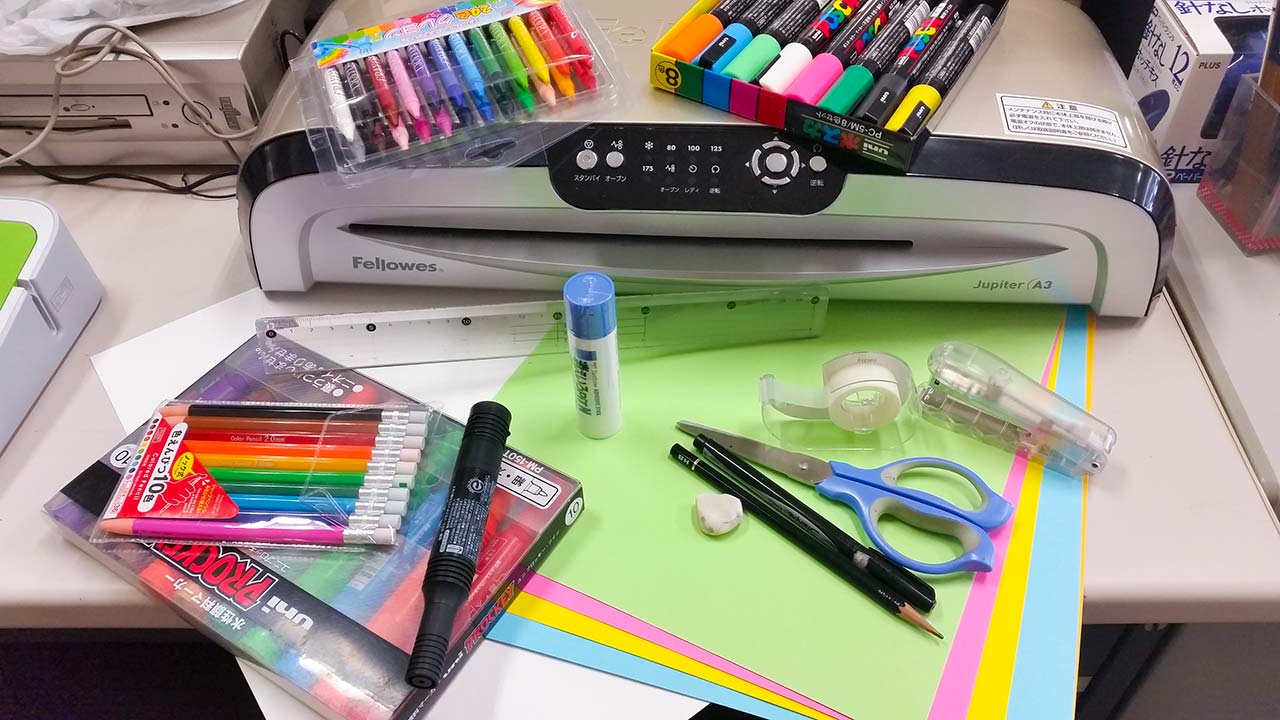 pens and supplies for making english bulletin boards